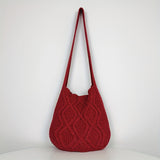 Trendy Literary Crochet Hobo Bag - Hollow Out Knitted, Crossbody, Stylish, Fashionable, and Spacious Handbag for Women