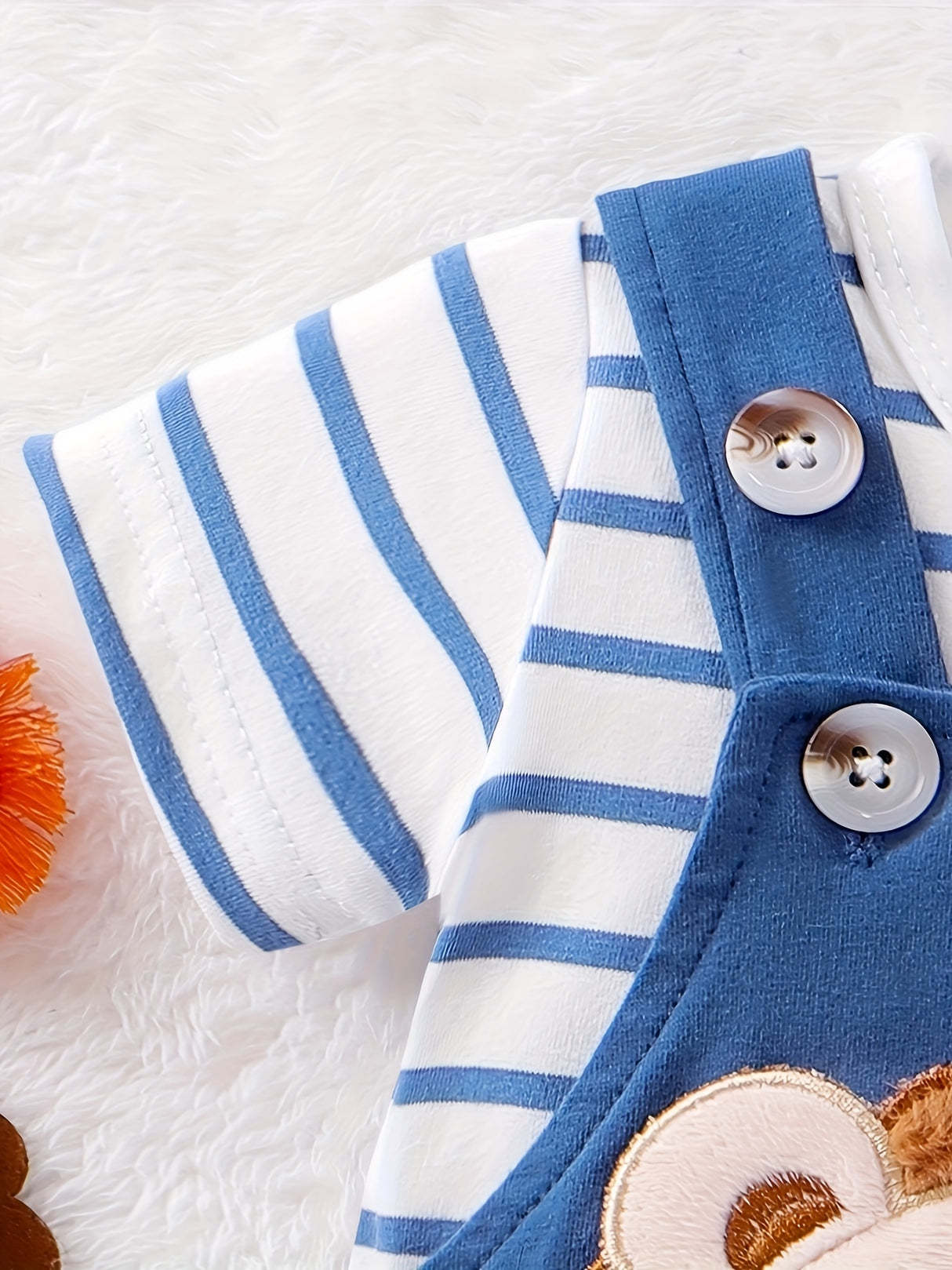 Baby Boy Clothes Blue Striped Climbing Clothing+Little Lion Back Trousers Two -Piece Suit with 0 - 18Months