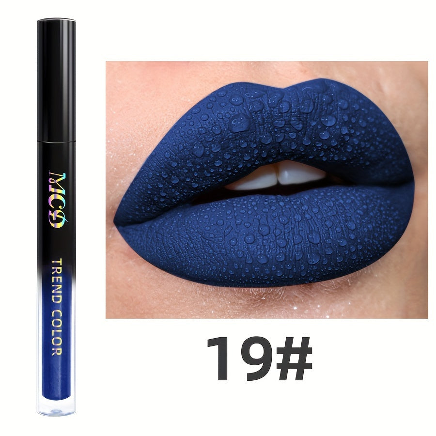 1pc, Non-Sticky Lasting Lip Glaze, Matte Lip Mud, High Pigment Liquid Lipsticks Lip Gloss, Ideal Mardi Gras Festival Party Makeup, With Black Green Blue White Glossy Pink Highlighter Rose Brown Purple Tones