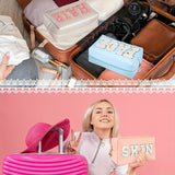 1/3pcs CHENILLE Preppy Makeup Bag for Women Travel Toiletry Bag Chenille Letter Cosmetic Bag PU Leather Waterproof Pouch Cute Zipper Organizer, Skin, Hair and Face