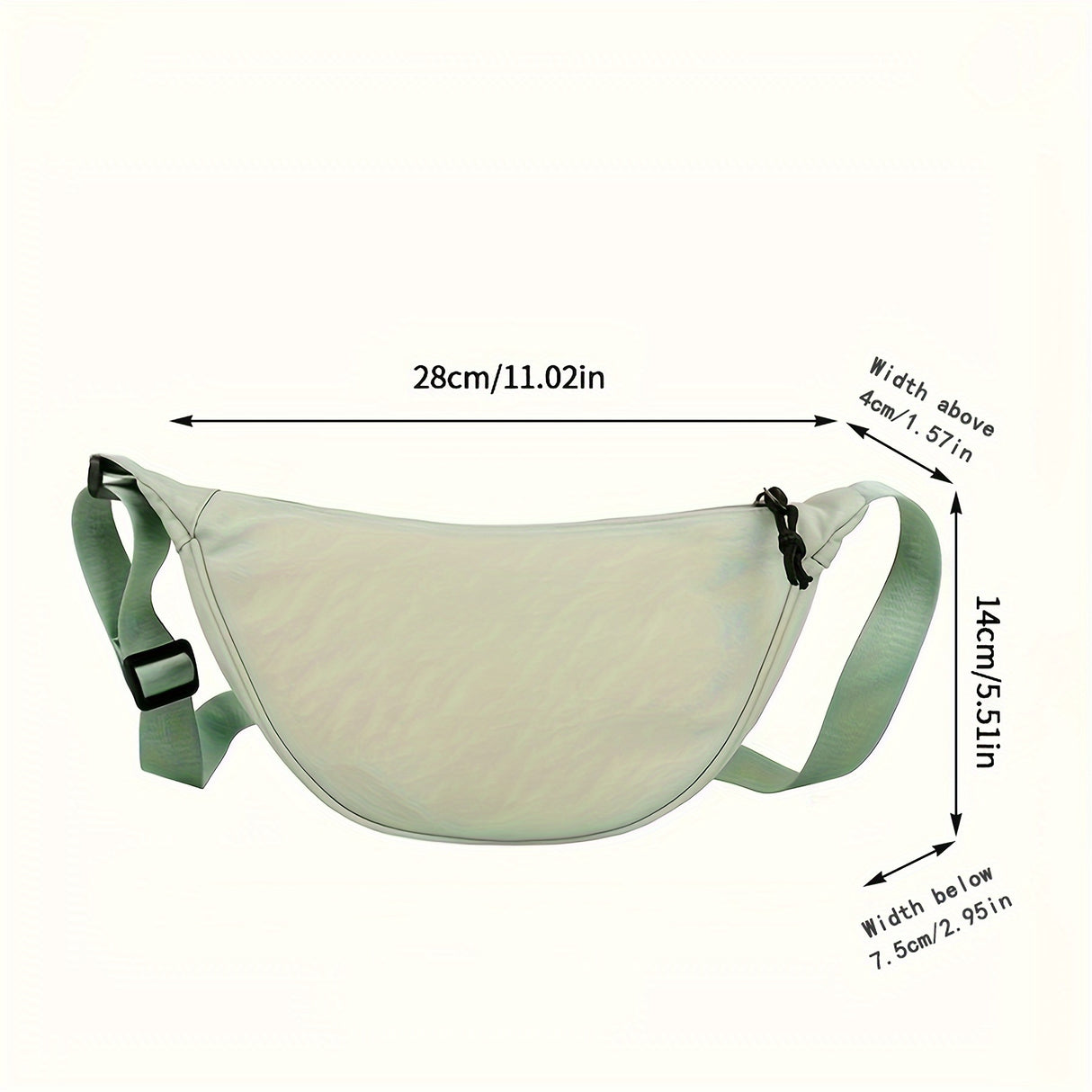 Casual Minimalist Solid Color Crossbody Bag, Zipper Crescent Shoulder Bag For Women, Daily Use Bag
