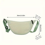Casual Minimalist Solid Color Crossbody Bag, Zipper Crescent Shoulder Bag For Women, Daily Use Bag