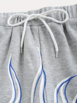 Flame-Inspired Y2K Drawstring Shorts for Women - Season-Versatile with Pockets, Medium Stretch & Easy-Care