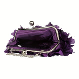 Luxury Floral Embroidered Clutch Handbag - Stylish Evening Purse for Weddings, Banquets & Proms - Compact, Magnetic Closure, Perfect Glam Accessory for Brides & Fashionistas