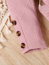 New Spring and Autumn Children's Plain Color Trendy Flying Sleeve Long Sleeve Water Drop Buckle Straight Dress + Belt + Bag