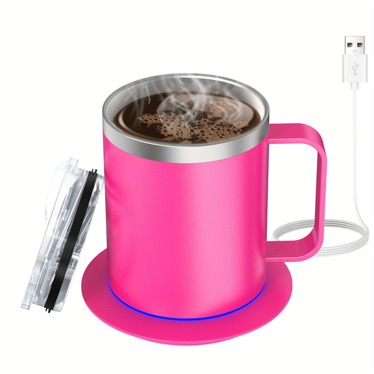 Electric Coffee Mug Warmer Set For Desk - Heating Base & Lid - Intelligent Mug For Heating Milk, Tea & Hot Chocolate - Keeps Drinks Up To 131°F/55°C - Perfect Gift For Coffee Lovers