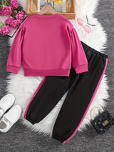 Girls 2pcs Sweatshirt & Elastic Waist Pants Set Bow Decor Long Sleeve Pullover Top Casual Kids Clothes Spring Fall