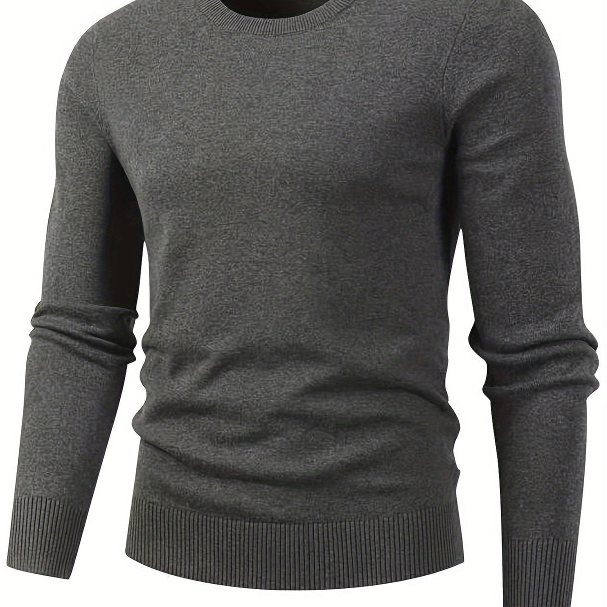 All Match Knitted Solid Sweater, Men's Casual Warm Mid Stretch Crew Neck Pullover Sweater For Men Fall Winter, Old Money Style