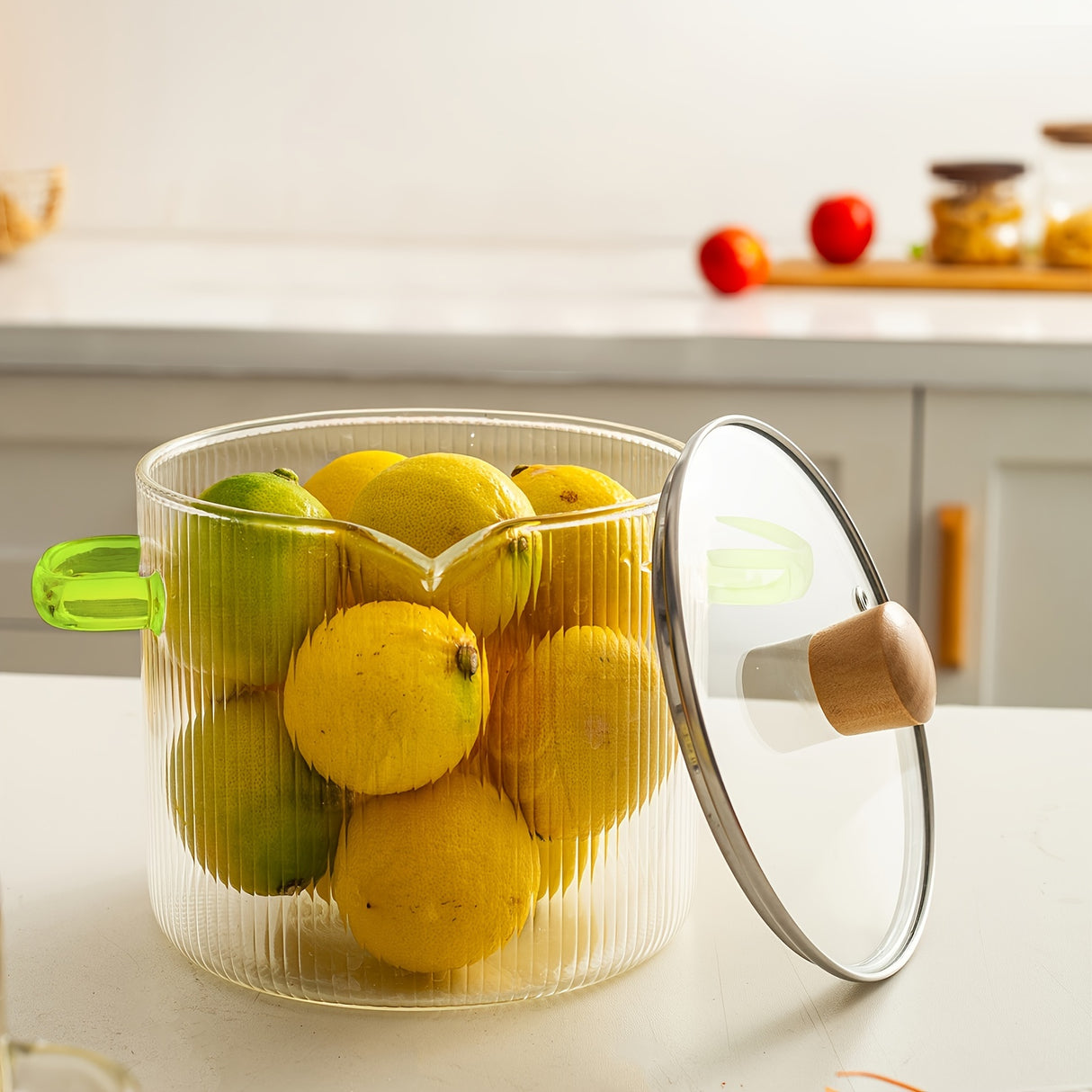 2-Piece Set Glass Cooking Pot With Lid - Transparent Glass, Double Handle - For Cooking Noodles, Pasta, Soup, Milk & More - Suitable for Everyday Cooking - Ideal Gift for Foodies & Home Cooks