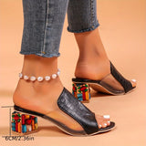 Women's Trendy Chunky Heel Sandals - Fashion Open Toe Dress Pumps, Stylish Slip On Heels - For Women - Perfect for Parties & Evening Events - Ideal Gift for Fashionistas