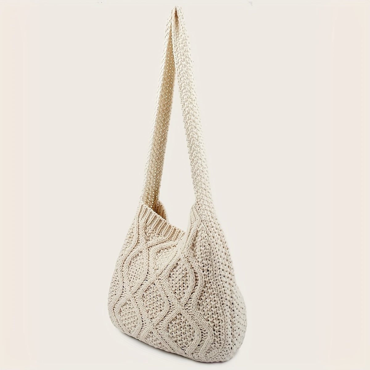 Trendy Literary Crochet Hobo Bag - Hollow Out Knitted, Crossbody, Stylish, Fashionable, and Spacious Handbag for Women
