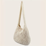 Trendy Literary Crochet Hobo Bag - Hollow Out Knitted, Crossbody, Stylish, Fashionable, and Spacious Handbag for Women