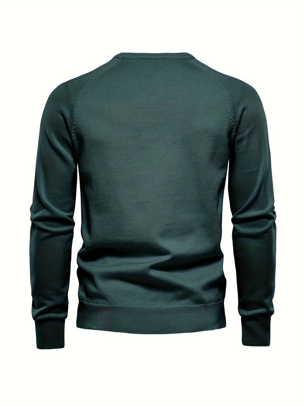 All Match Cotton Knitted Solid Sweater, Men's Casual Warm Slightly Stretch Crew Neck Pullover Sweater For Men Fall Winter