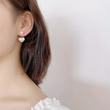 Heart Pearl Decor Stud Earrings For Women, Simple Heart Pearl Drop Earrings, Jewelry Accessories
