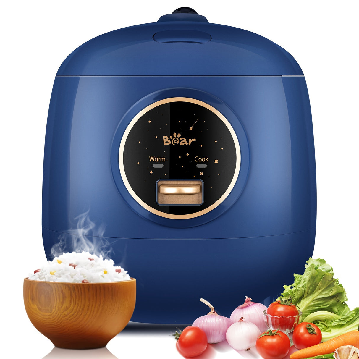 Bear Mini Rice Cooker 2 Cups Uncooked, 40.58oz Portable Non-Stick Small Travel Rice Cooker, BPA Free, One Button To Cook And Keep Warm Function, Blue