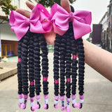 2pcs Delicate Braided Ponytail Hair Extensions - Exquisite Beads Decorations, Twist Dreadlocks Design, Stylish Ponytails, Adorable Hair Bows - Perfect for Girls and Young Women, Ideal for Casual Daily Wear, Leisure Activities