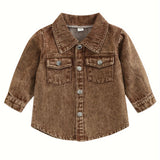 Toddler Boys Girls Outerwear Denim Jackets Button Down Jeans Coat Long Sleeve Shirt Top Fall Cowboy Clothes For 708.66inch-6Y