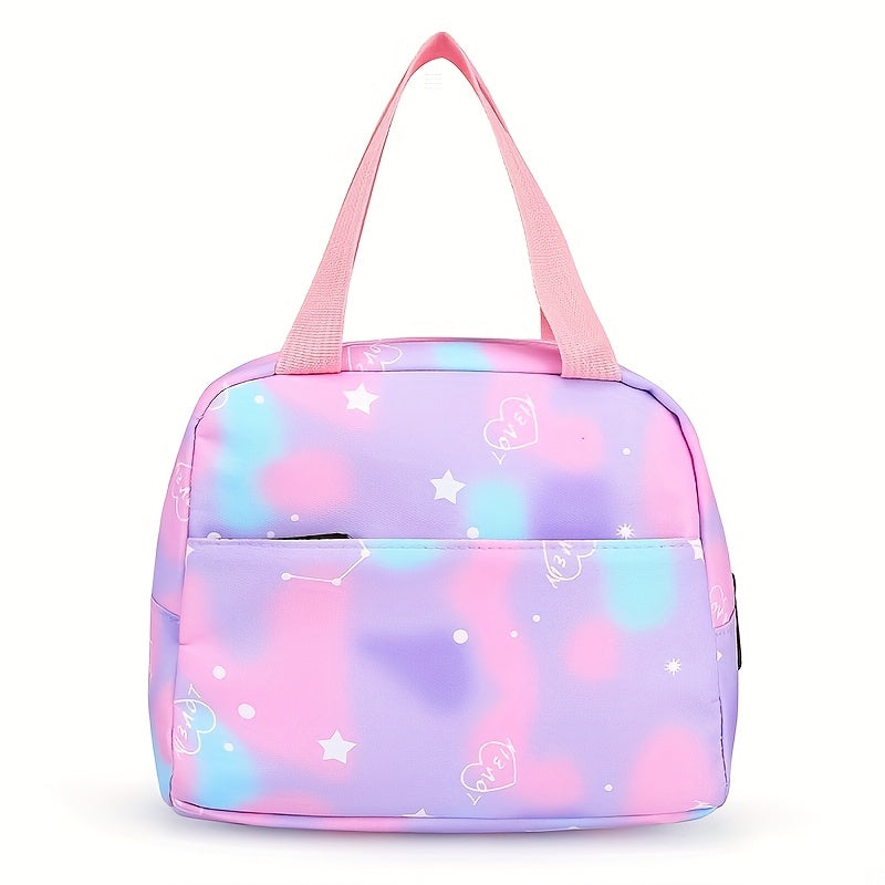 Vibrant Tie Dye Cartoon Pattern Backpack - Spacious School Bag with Insulated Lunch Box, Pencil Case, and Multiple Compartments for Organized School Use