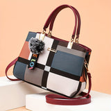 Stylish Color Block Women's Tote Bag with Pendant
