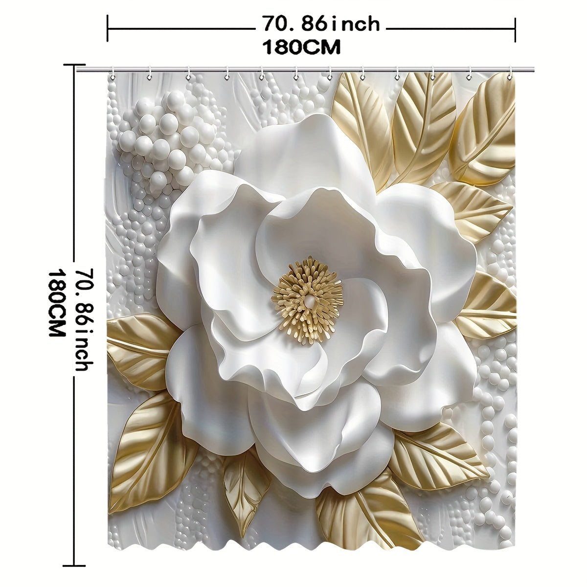 1/4pcs Luxurious 3D Floral Pattern Shower Curtain Set - Waterproof, Non-Slip, Easy-to-Clean Bathroom Essentials with 12 Hooks, U-Shape Toilet Mat, Toilet Lid Cover Pad - Complete Bathroom Decor Solution for a Relaxing Oasis