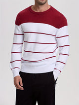 1pc Men'S Casual Viscose Sweater - Crew Neck Striped Pullover with Medium Stretch Knit Fabric, Regular Fit Sports Sweater - For Men - Suitable for Casual Wear, Sports & Everyday - Perfect Gift for Boyfriend & Father