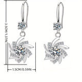 Elegant Waterdrop zirconia Blue Snowflake Earrings 18K Gold Plated Floral Ear Jewelry