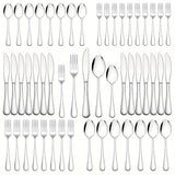 60pcs, Stainless Steel Flatware Set, Black & Golden Silverware, Mirror Polished Cutlery Set, Includes Knives, Forks, Spoons, For Weddings, Birthdays, Independence Day, Dishwasher Safe