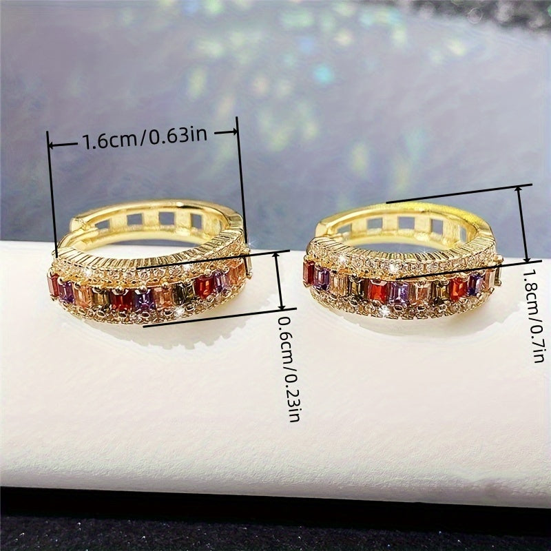 Trendy Channel Setting Rectangle Cut Topaz Vice Stone Ziconia Hoop Earrings for Women Bridal Wedding Party Earring Jewelry