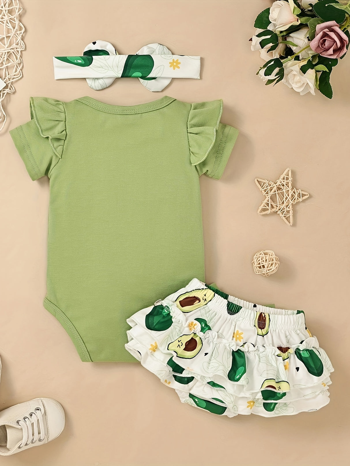 Newborn Baby Girl Clothes Infant Summer Shorts Set Ruffle Romper Cute Baby Clothes Summer Outfits Set 0-18 Months, Perfect for Outdoor