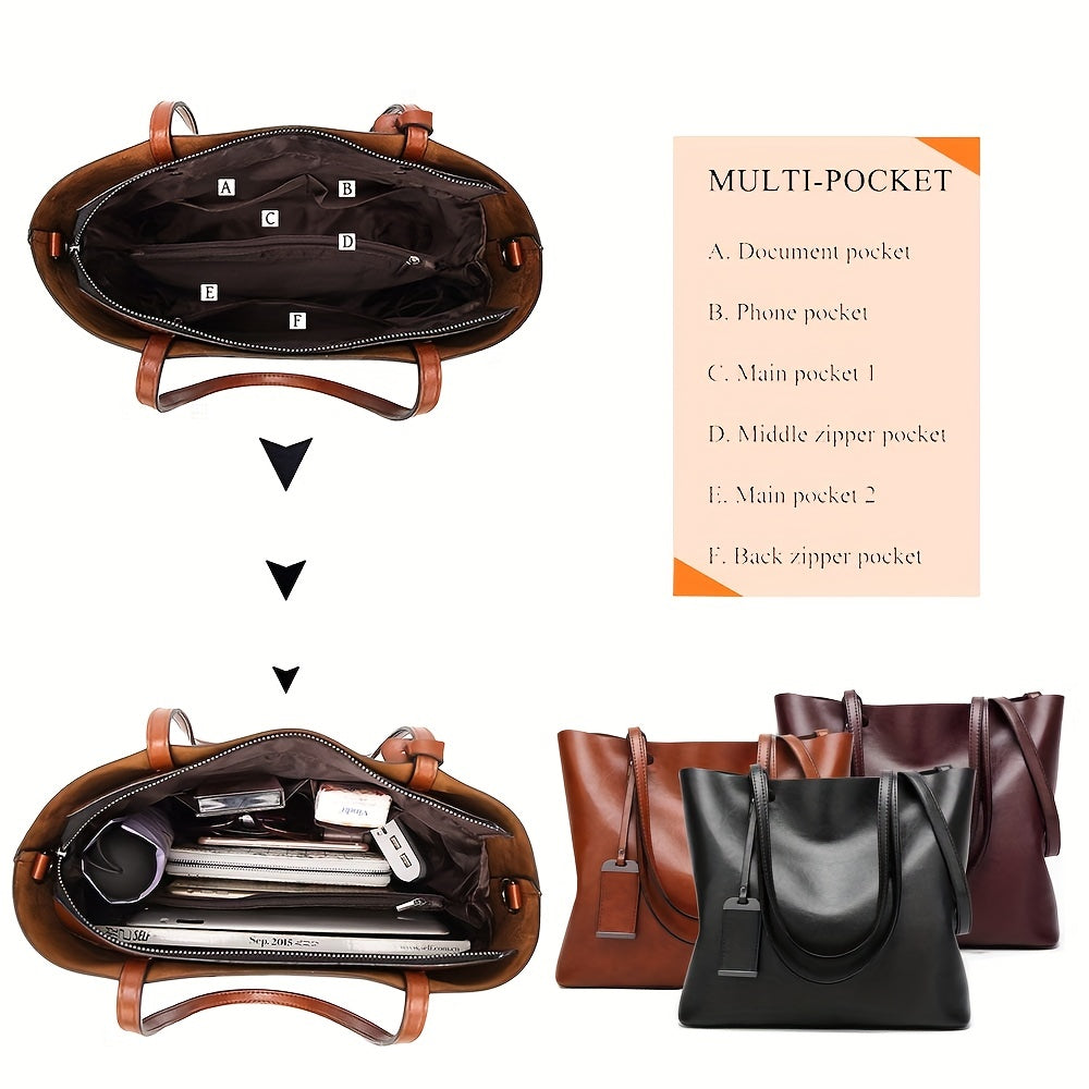 Women Handbags Tote Bag Soft Leather Retro Designer Large Capacity Multi-pocket Casual Ladies Shoulder Crossbody Bag Mother's Day Gift Adjustable Shoulder Strap Purse Cheap On Sale