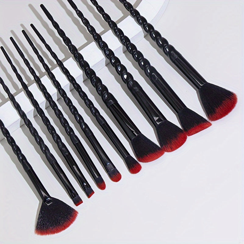 Professional Makeup Brush Set, 10pcs Full Face Eye Makeup Brush Set For Beginners, Complete Cosmetic Tools With 2pcs Makeup Puff Blender
