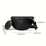 Women's PU Leather Waist Pack Fanny Pack with Adjustable Strap, Black Solid Color Sports Belt Bag, Lightweight Chest Pouch with Zipper Closure, Casual Fashion Crossbody Bag with Polyester Lining - Guangzhou Lightweight Sports