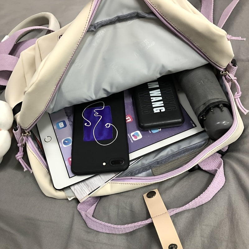 Ins Retro Campus Waterproof School Bag, Cute Girl Multi-function Shoulder Bag, Female Student Adjustable Messenger Bag