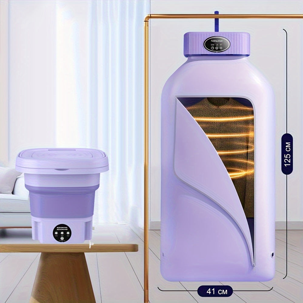 A Portable Washing Machine + A Portable Clothes Dryer, A Total Of Two Washing And Drying Sets, Folding Mini Small Washing Machine, Storable Portable Dryer, Home, Travel, Car, Dormitory And Apartment, Simple To Use And Does No