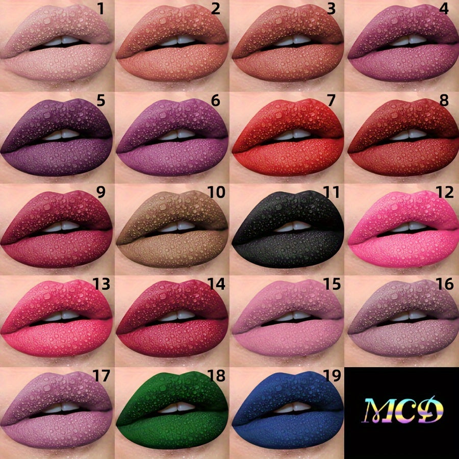 1pc, Non-Sticky Lasting Lip Glaze, Matte Lip Mud, High Pigment Liquid Lipsticks Lip Gloss, Ideal Mardi Gras Festival Party Makeup, With Black Green Blue White Glossy Pink Highlighter Rose Brown Purple Tones