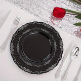 150 Pcs Black Silver Plastic Plates & Silver Plastic Silverware, Black Silver Disposable Plates for Party Include: 30 Dinner Plates 10.25 inch, 30 Dessert Plates 7.5 inch, 30 Knives, 30 Forks, 30 Spoons for Party