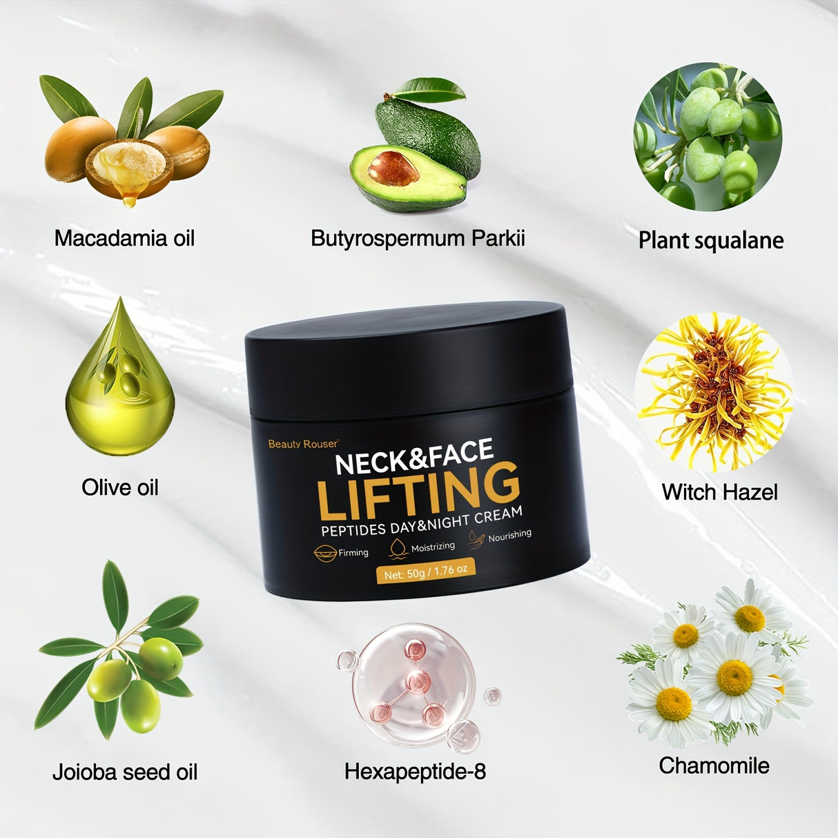[Neck & Face Hydrating Cream] 50g Neck & Face Lifting Peptides Day & Night Cream - With Hyaluronic Acid, Vitamin E And Acetyl Hexapeptide-8 Peptides, Day & Night  Smooth skin - Firming And Lifting, Hydrating Face Cream (1.76o