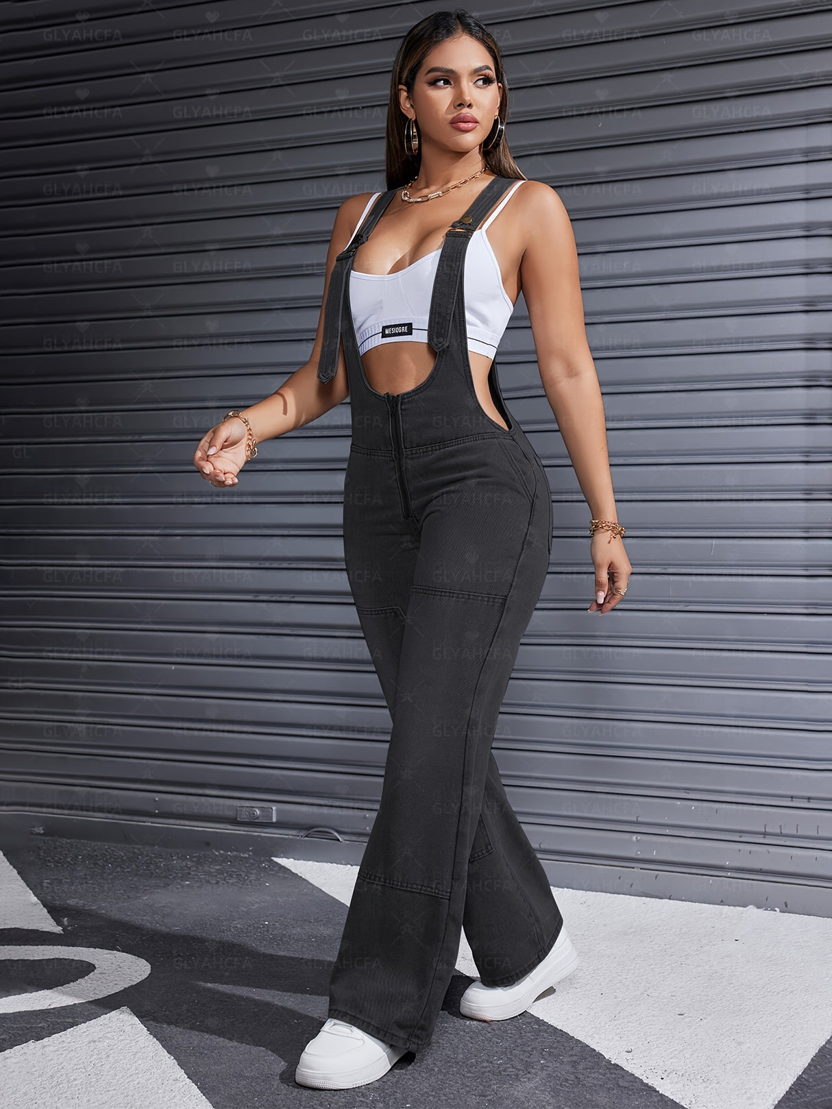 Women'S Clothing For Autumn And Summer, Women'S Summer Wear, Women'S Denim, Overalls, Adjustable Shoulder Straps, Loose Straight Legs, Wide-leg Denim Jumpsuits, Loose Jumpsuits