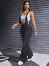 Women'S Clothing For Autumn And Summer, Women'S Summer Wear, Women'S Denim, Overalls, Adjustable Shoulder Straps, Loose Straight Legs, Wide-leg Denim Jumpsuits, Loose Jumpsuits