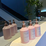 3-Pack Pink Refillable Plastic Dispenser Bottles, 500ml/16oz, Waterproof Labels, for Shampoo, Conditioner, Body Wash, Lotion, Cosmetic Containers - Unscented, Bathroom Essentials