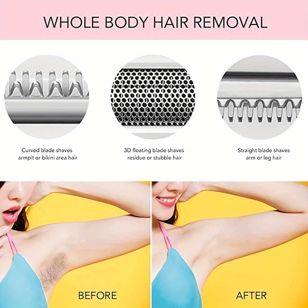 4-in-1 Painless Womens Hair Epilator - Ultimate Grooming Kit for Armpit, Bikini, Leg, Pubic Areas - Electric Razor, Trimmer, Clipper, Shaver for Effortless Smoothness
