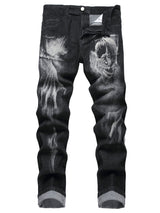 Mens Printed Jeans - Premium Jeans for Men Slim Fit - Skinny Stretch Denim Printed Pants for Men