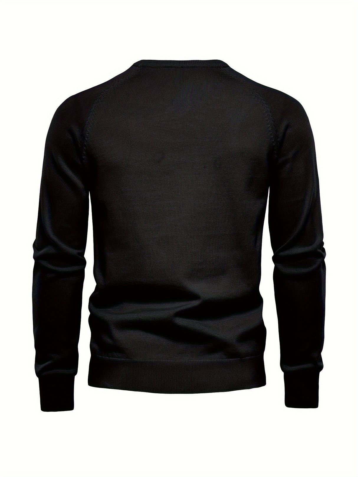 All Match Cotton Knitted Solid Sweater, Men's Casual Warm Slightly Stretch Crew Neck Pullover Sweater For Men Fall Winter