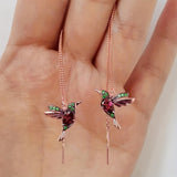 Elegant Dangle Birdie Ear Line Stud Earrings with Zirconia Tassels - Golden Earrings for Women, Perfect for Parties and Weddings, READKISS