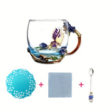 Set, Elegant Flower Pattern Tea Cup With Coaster And Spoon, 350ml/11.8oz Clear Glass Coffee Mug Set - Coffee Cups, Water Cups - For Summer & Winter - Suitable for Home & Office - Perfect Gift for Birthday