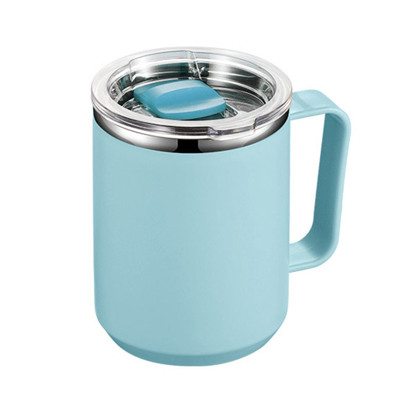 Ins Style Simple Office Water Cup with Lid and Handle Stainless Steel Afternoon Tea Coffee Mug