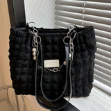 Pleated Bubble Shoulder Bag, Aesthetic Cloud Ruched Tote Bag, Fashion Soft Handbag For Women
