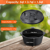 13.2 Quart Cast Iron Dutch Oven with Lid Lifter, Dual Function Lid Griddle, Stand and Lid for Home Cooking, Baking, BBQ