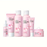 6 Pcs LAIKOU Sakura Hydrating Facial Care Set - Intensely Moisturize, Firm, and Nourish All Skin Types with Hyaluronic Acid - Perfect Gift for Holidays, Birthdays, Valentines Day, and Fathers Day
