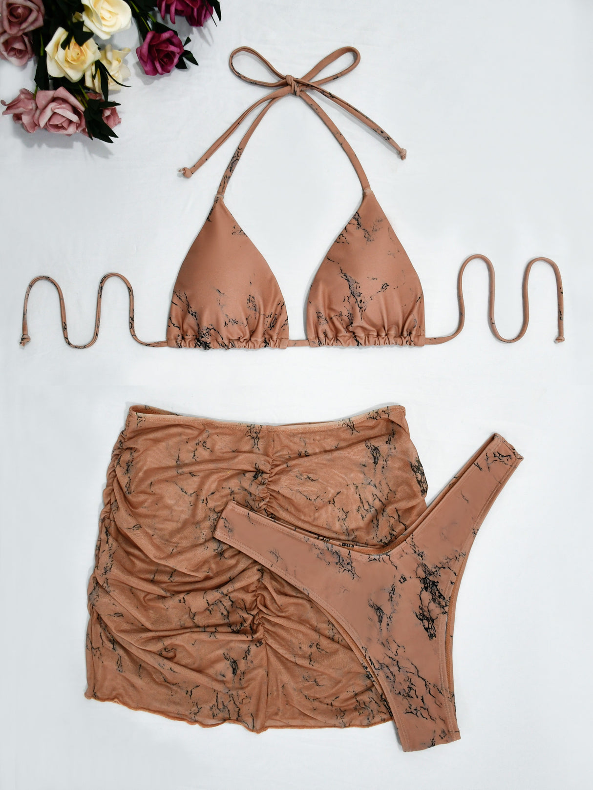 New Fashionable High-end Sexy Bikini Hot Spring Swimsuit for Women, European And American Beach Split Swimsuit Three Piece Set for Women